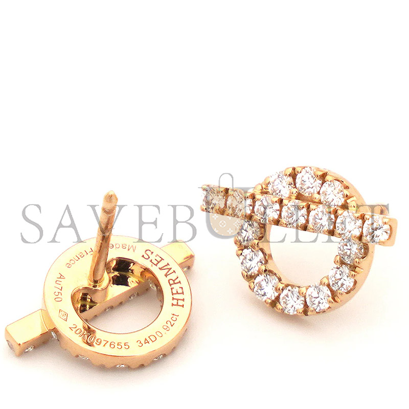 HERMÈS FINESSE DIAMOND 18K ROSE GOLD EARRINGS 
